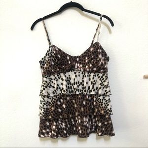 Vintage Y2K brown polka dot ruffle tank top